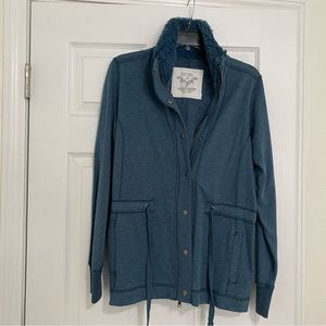 Sonoma Soft Cotton Zip Front Blue Jacket SZ M XCLNT